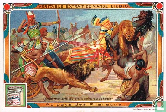Le roi Ramsès avec ses lions de combat dans la bataille