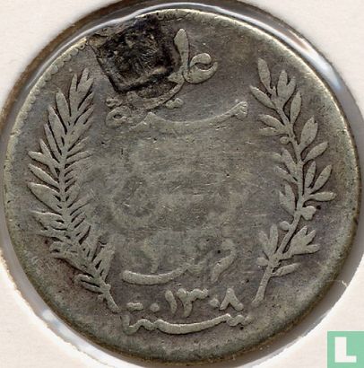 Tunesië 1 franc 1891 (AH1308) - Afbeelding 2