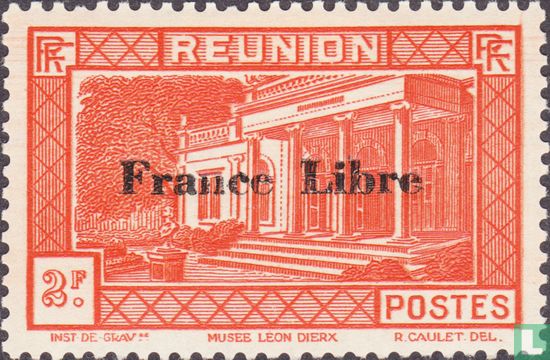 Musée Léon Dierx, avec surcharge "France libre"