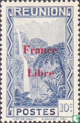 Cascade de Salazie, avec surcharge "France libre"
