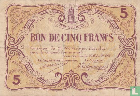 Bon-Secours 5 Francs 1914 - Bild 1