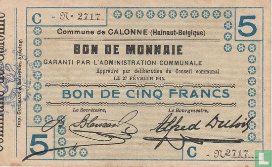 Calonne 5 Francs 1915 - Bild 1