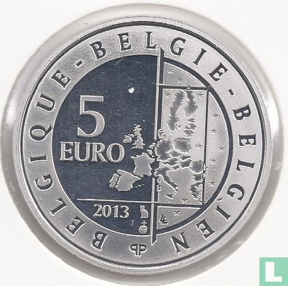 Belgium 5 euro 2013 (PROOF - colourless) "75th anniversary of Spirou - Robbedoes" - Image 1