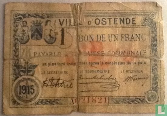 Ostend 1 Franc 1915 - Image 1