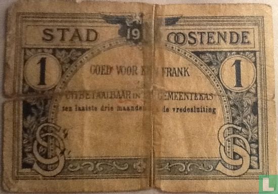Ostend 1 Franc 1915 - Image 2