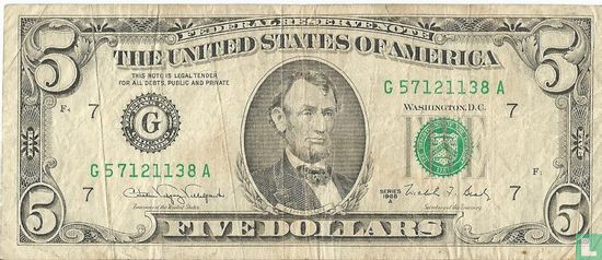 United States 5 dollars 1988 G - Image 1