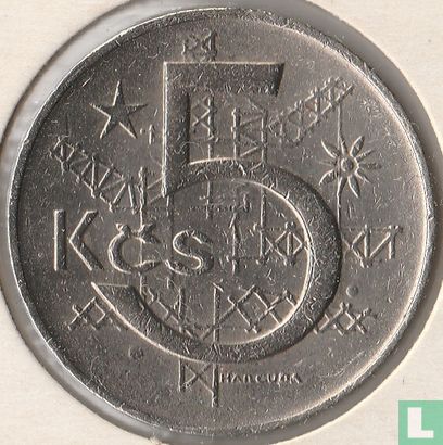 Tschechoslowakei 5 Korun 1969 (gebogenes Jahr) - Bild 2