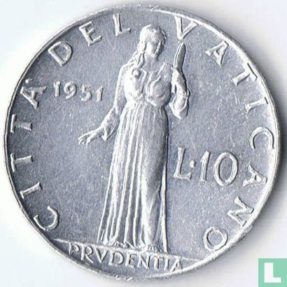 Vaticaan 10 lire 1951 - Afbeelding 1