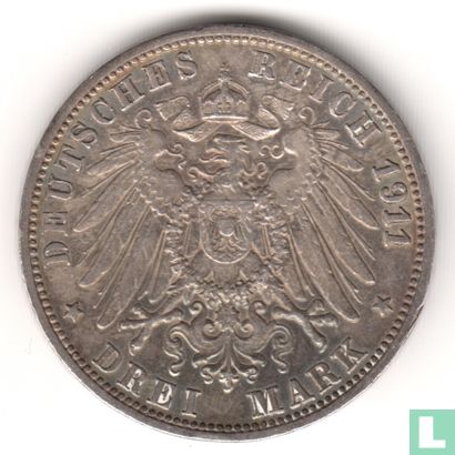 Württemberg 3 mark 1911 - Afbeelding 1
