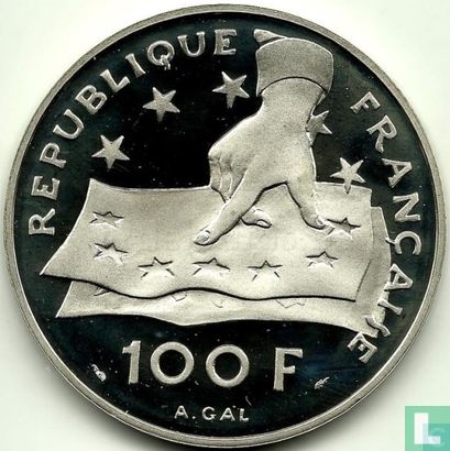Frankrijk 100 francs / 15 écus 1991 (PROOF) "René Descartes" - Afbeelding 2