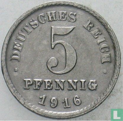 Duitse Rijk 5 pfennig 1916 (G) - Afbeelding 1