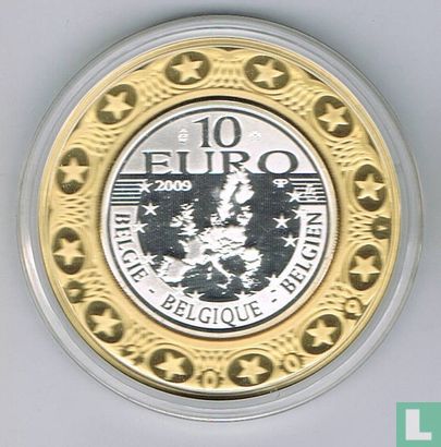 Belgie 10 euro 2009 PROOF - Koning Albert - in vergulde ring - Image 2