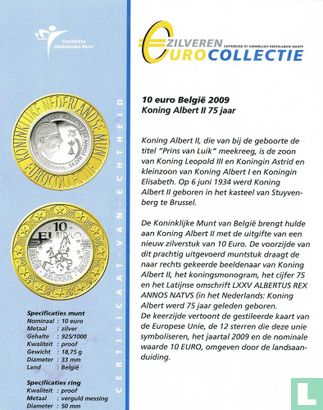 Belgie 10 euro 2009 PROOF - Koning Albert - in vergulde ring - Image 3