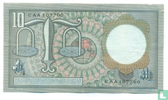 Niederlande 10 Gulden 1953 Ersatz - Bild 1