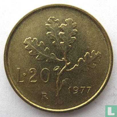 Italië 20 lire 1977 - Afbeelding 1