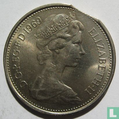 United Kingdom 5 new pence 1969 (misstrike) - Image 1