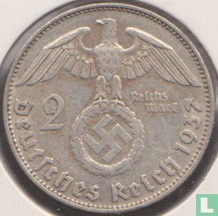 Empire allemand 2 reichsmark 1937 (D) - Image 1