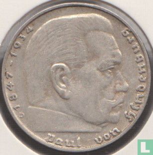 Empire allemand 2 reichsmark 1937 (D) - Image 2