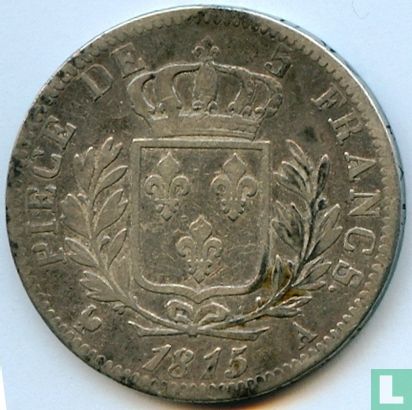Frankrijk 5 francs 1815 (LOUIS XVIII - A) - Afbeelding 1