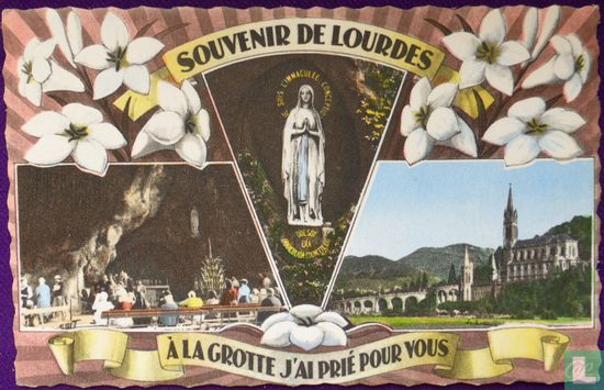 Lourdes Souvenir. A La grotte  J'ai Prie Pour Vous; Vierge de la grotte.La Basilique. Basiliek  - Image 1