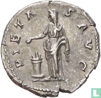Diva Faustina Senior, gestorven 141 n.C., vrouw van Antoninus Pius 138-161, AR Denarius Rome - Afbeelding 1