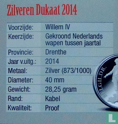 Nederland 1 dukaat 2014 (PROOF) "Drenthe" - Afbeelding 3
