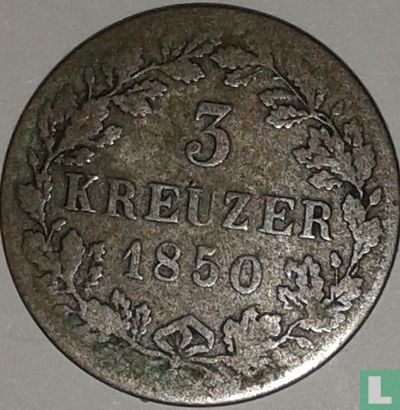 Württemberg 3 Kreuzer 1850 - Bild 1