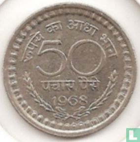 India 50 paise 1968 (Calcutta) - Image 1