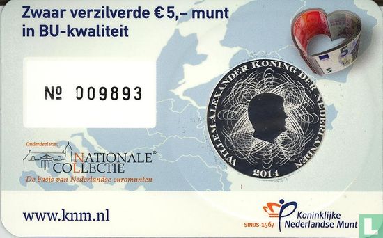 Netherlands 5 euro 2014 (coincard - BU) "200 years of the Netherlands Central Bank" - Image 1