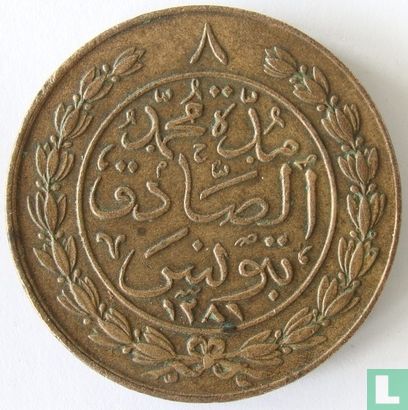 Tunisia 8 kharub 1865 (AH1281) - Image 1