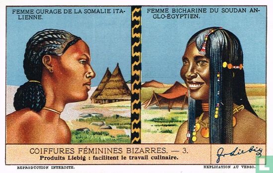 Femme Gurage de la Somalie italienne - Femme Bicharine du Soudan Anglo-Egyptien