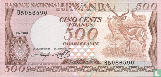 Rwanda 500 Francs 1981 - Image 1