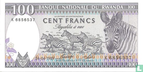 Rwanda 100 Francs 1989 - Image 1