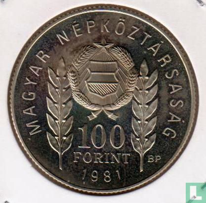 Hongarije 100 forint 1981 (PROOF) "1300th anniversary of Bulgaria - Friendship with Hungary" - Afbeelding 1