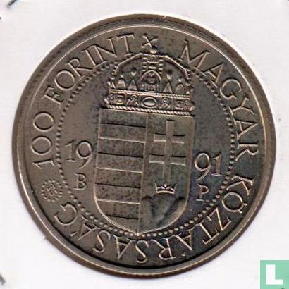 Hongarije 100 forint 1991 "Visit of Pope John Paul II" - Afbeelding 1