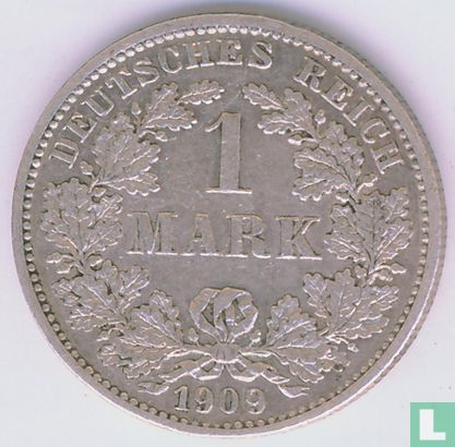 Empire allemand 1 mark 1909 (G) - Image 1