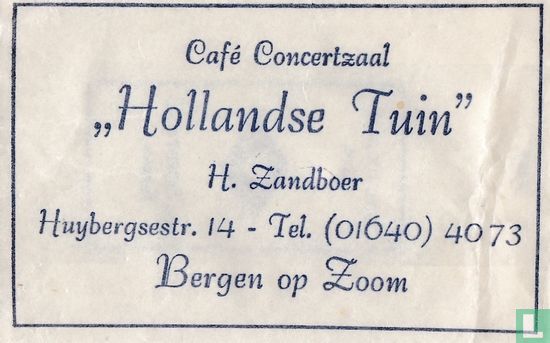 Café Concertzaal "Hollandsche Tuin"  - Afbeelding 1