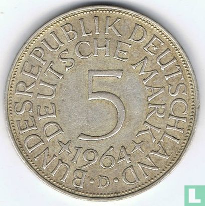 Germany 5 mark 1964 (D) - Image 1