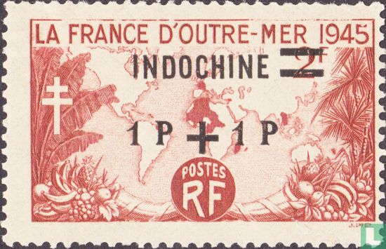 French territories, with surcharge