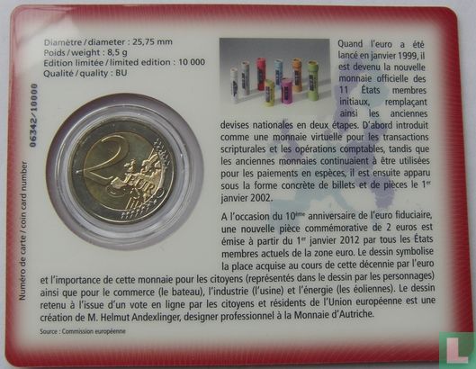 Luxembourg 2 euro 2012 (coincard) "10 years of euro cash" - Image 2