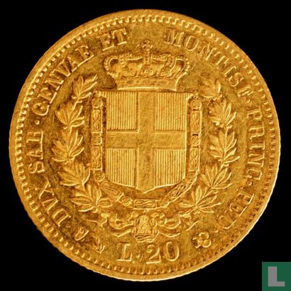 Sardinië 20 lire 1859 (P) - Afbeelding 2