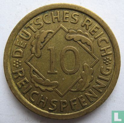 Empire allemand 10 reichspfennig 1936 (épis de blé - E) - Image 2