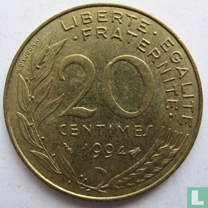 Frankrijk 20 centimes 1994 (bij) - Afbeelding 1