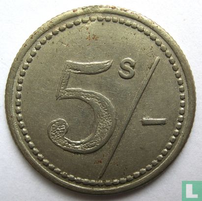 C.A. Russell - Lutton - Long Sutton 5 shillings (Farm token / Fruit pickers token) - Afbeelding 2