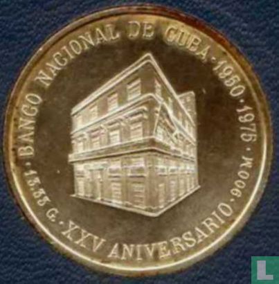 Cuba 5 pesos 1975 (PROOF) "25th anniversary National Bank of Cuba" - Afbeelding 1