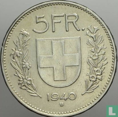 Suisse 5 francs 1940 - Image 1