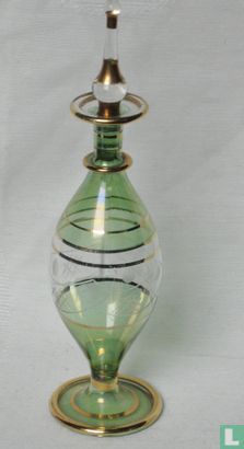 Egypte decorative bottle green with glass stopper