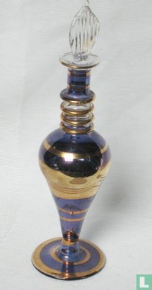 Egypte decorative blue/gold bottle with glass stopper