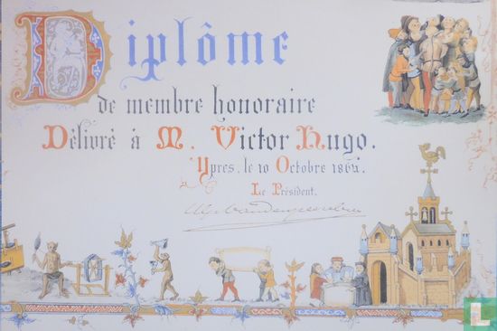 Société historique d'ypres 1861 Diplom Detail .Francois Bohm. Stedelijk Museum Ypre Ieper  