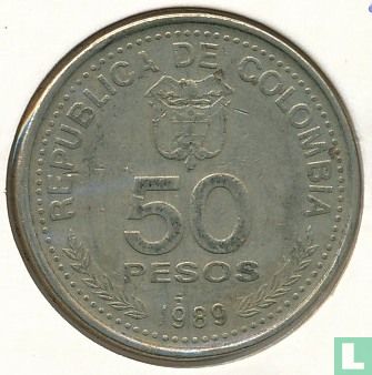 Kolumbien 50 Peso 1989 "Centenary Colombian constitution and 50th anniversary Constitutional reform" - Bild 1